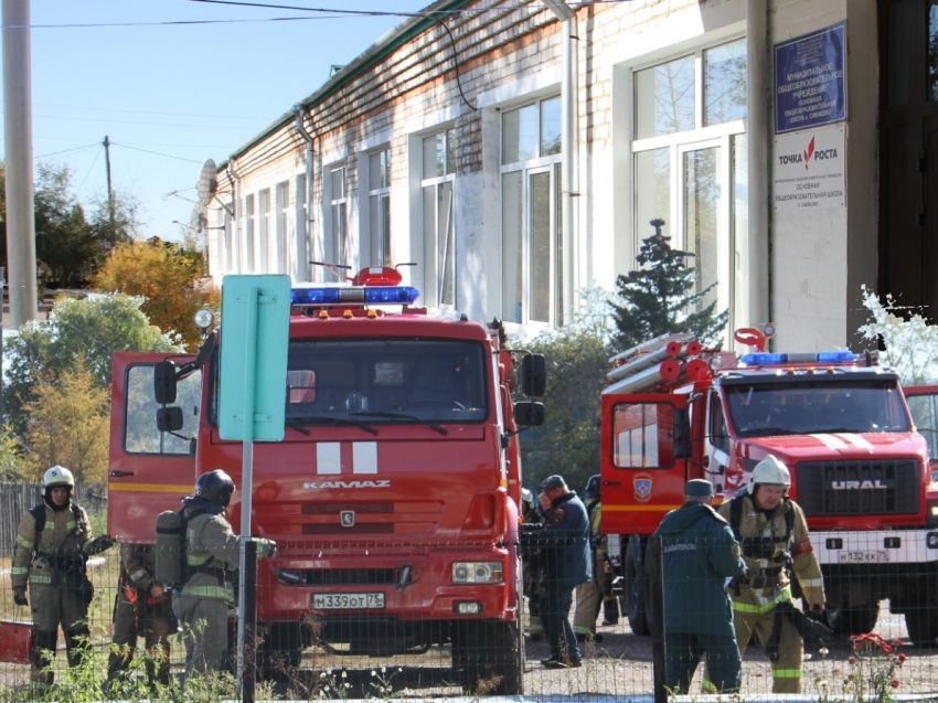 Пожарно-тактические учения прошли в школе села Сивяково Читинского района
